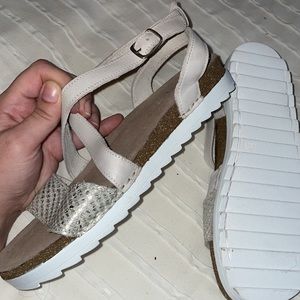 PAJAR | snake print leather sandals off white and shiny | size 7